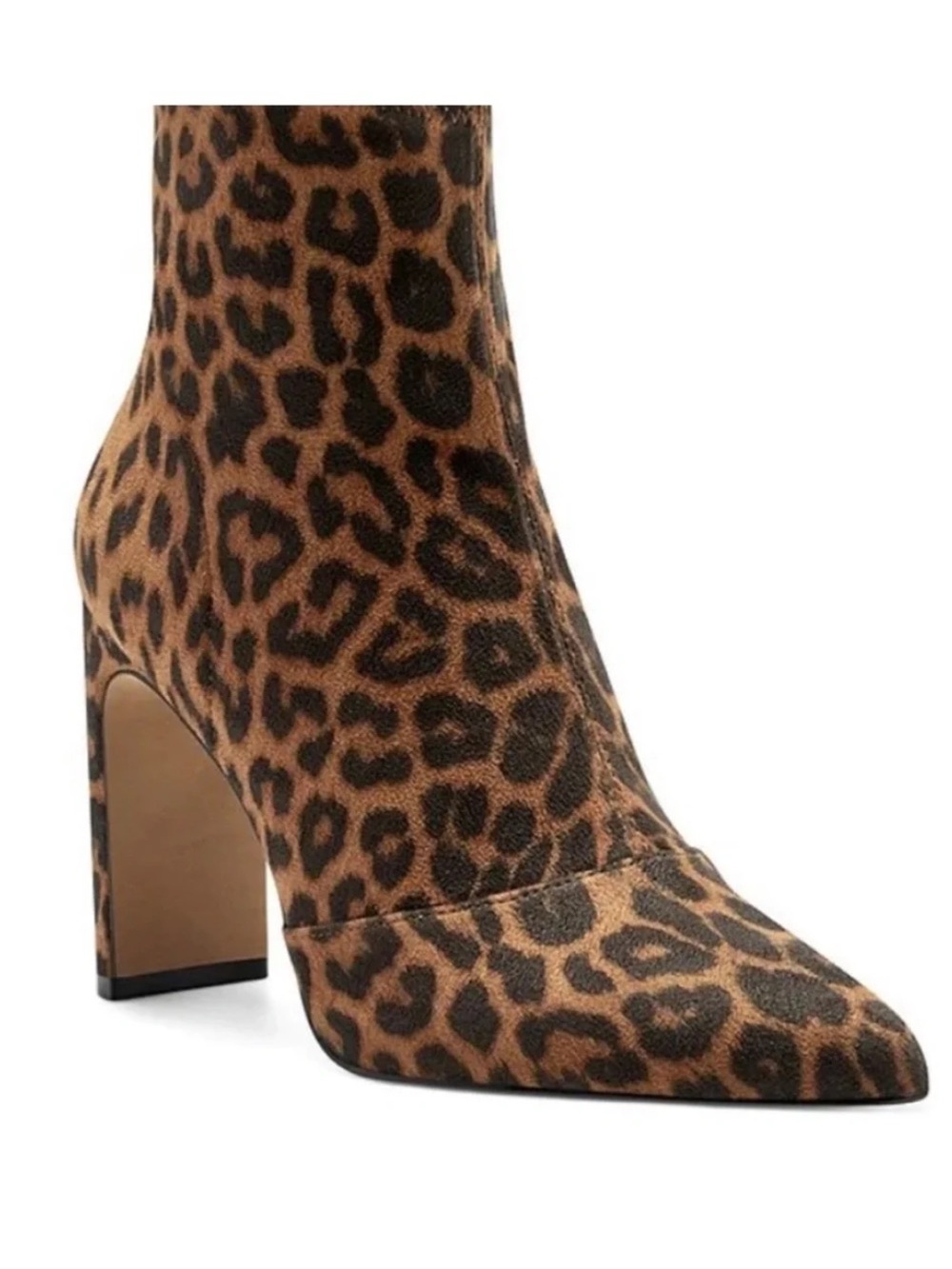Jessica Simpson Briyanne Pointed Toe Leopard Ankle Boot Block Heel Brown Women 9